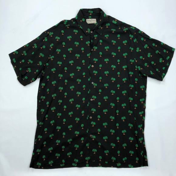 Kenny Flowers Other - Kenny Flowers Shirt Mens XL Palm Tree Print Rayon Button Up Black